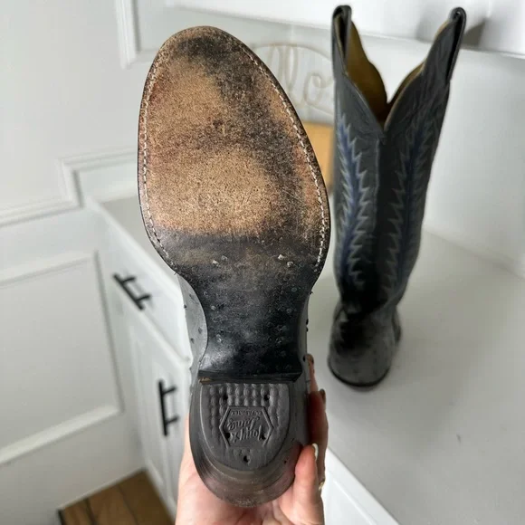 Tony Lama El Rey Ostrich Cowboy Boots Women’s 7C – Rare Vintage Western USA Made - Picture 7 of 9